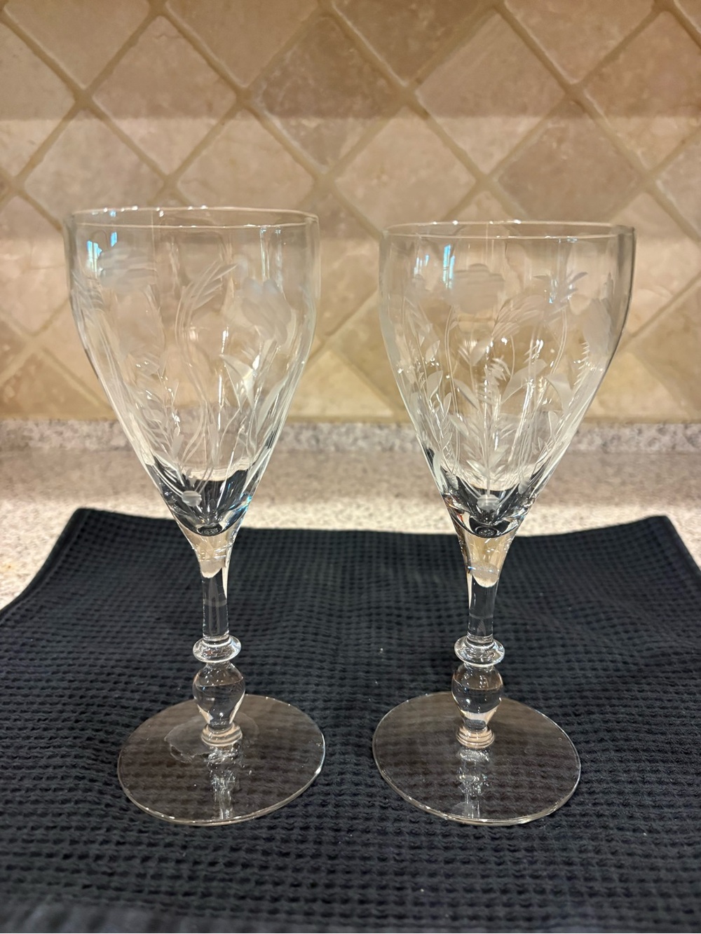 Vintage Sears Ambassador crystal water goblets. Wine Glass